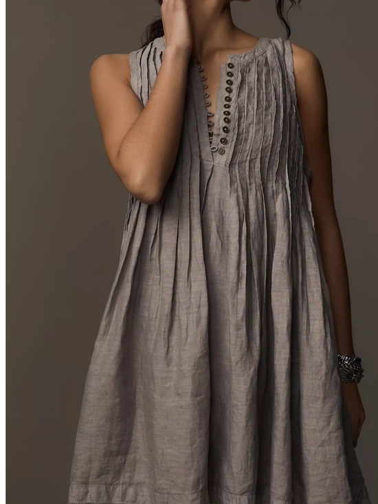 Anthropologie Dresses & Skirts - Anthropologie UNHEMMED Sleeveless Pleated Mini Dress in Taupe